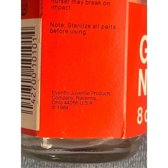 2 VTG 80s Evenflo Bottle Glass Nurser 8oz Includes Nipple New Package USA 1984 - Picture 6 of 6